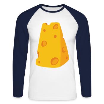 Käsestück Kostüm Käsekostüm Karneval Fasching Käse - Unisex Baseballshirt langarm - Weiß/Navy - Vorne - Nik (191cm)