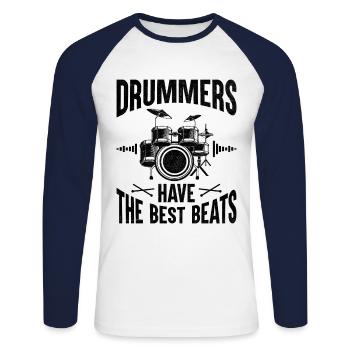 Schlagzeuger haben die besten Beats Schlagzeuger Schlagzeug Schlagzeug - Unisex Baseballshirt langarm - Weiß/Navy - Vorne - Nik (191cm)
