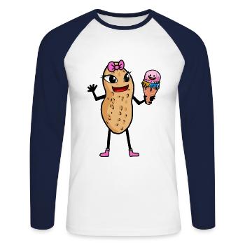 Peanut Peanuts Cream Cone Child Kids Summer - Unisex Long Sleeve Baseball T-Shirt - white/navy - Front - Nik (191cm)
