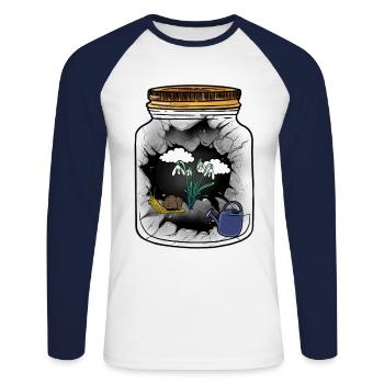 Escargot de jardin escargots jardinier Fantasy enfants - T-shirt baseball manches longues Homme - blanc/marine - Devant - Nik (191cm)