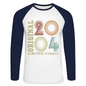 2004 Vintage Retro Geburtstagsgeschenk - Unisex Baseballshirt langarm - Weiß/Navy - Vorne - Nik (191cm)