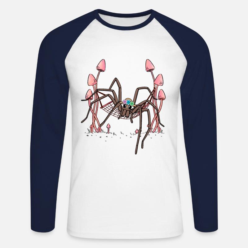 Spider Hanging Hammock Spider Web - Unisex Long Sleeve Baseball T-Shirt - white/navy