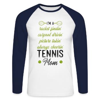 Funny Tennis Player Racket Mom I'm - Unisex Baseballshirt langarm - Weiß/Navy - Vorne - Nik (191cm)