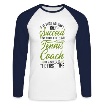 Funny Tennis Player Racket Coach - Unisex Baseballshirt langarm - Weiß/Navy - Vorne - Nik (191cm)