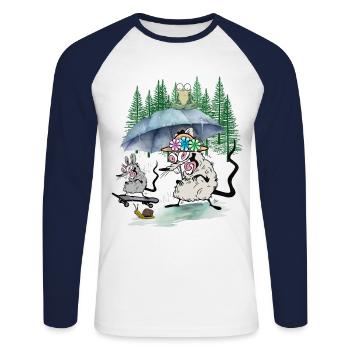 Freizeit Maus Mäuse Ratte Ratten Fanilie Skater - Unisex Baseballshirt langarm - Weiß/Navy - Vorne - Nik (191cm)