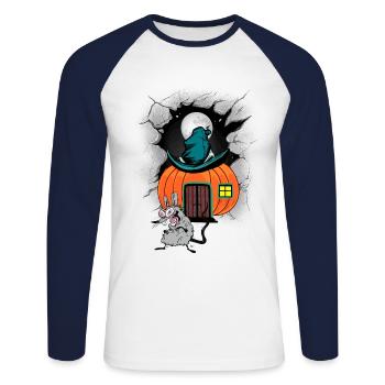 Rat Rats Pumpkin Mouse Mice Kids Child House - Unisex Long Sleeve Baseball T-Shirt - white/navy - Front - Nik (191cm)