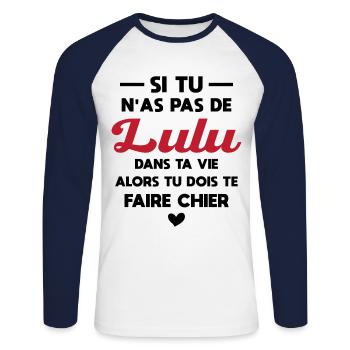 Si Tu N as Pas De Lulu Dans Ta Vie Cadeau - T-shirt baseball manches longues Homme - blanc/marine - Devant - Nik (191cm)