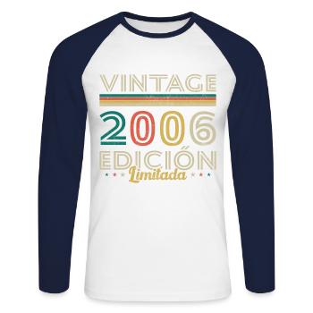 Vinatge 2006 Geburtstagsgeschenk - Unisex Baseballshirt langarm - Weiß/Navy - Vorne - Nik (191cm)