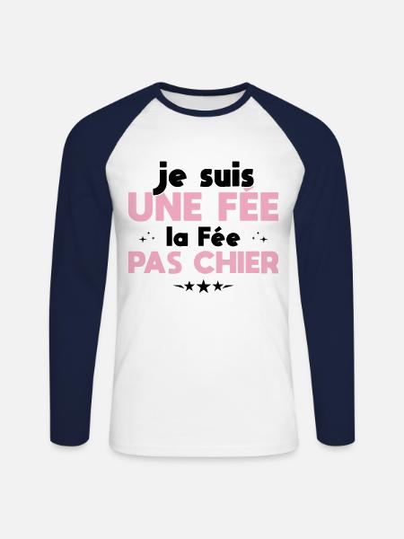 Ich bin eine Fee, die Fee, nicht Scheiße - Unisex Baseballshirt langarm - Weiß/Navy
