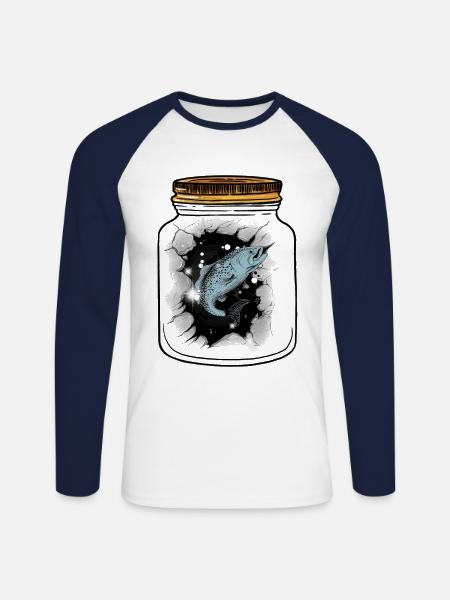 Fish Fish Angler Fishing - Unisex Long Sleeve Baseball T-Shirt - white/navy