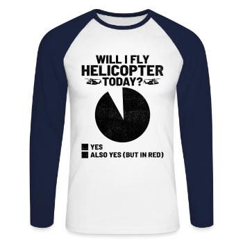 Vais-je piloter un hélicoptère aujourd’hui hélicoptères Aviator Pi - T-shirt baseball manches longues Homme - blanc/marine - Devant - Nik (191cm)