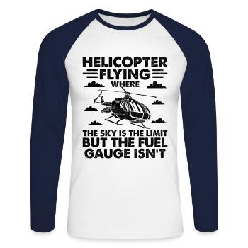 Helicopter Flying Where The Sky Is The Limit Pilot - Unisex Long Sleeve Baseball T-Shirt - white/navy - Front - Nik (191cm)