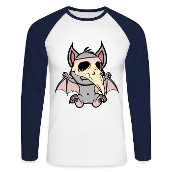 Halloween Medieval Plague Bat Bats - Unisex Long Sleeve Baseball T-Shirt - white/navy - Front - Nik (191cm)