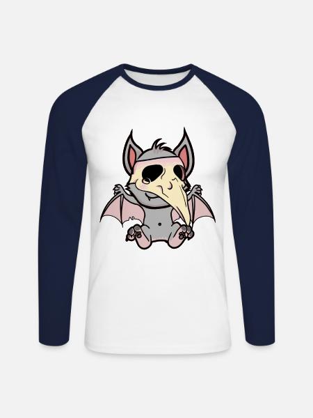 Halloween Medieval Plague Bat Bats - Unisex Long Sleeve Baseball T-Shirt - white/navy