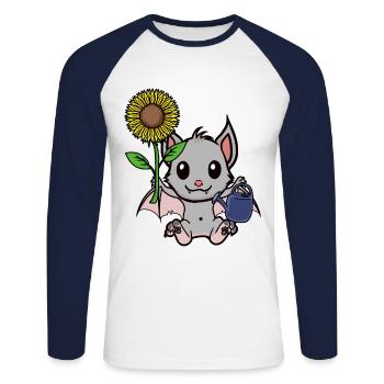 Hobby Gardener Garden Bat Gardening Children - Unisex Long Sleeve Baseball T-Shirt - white/navy - Front - Nik (191cm)