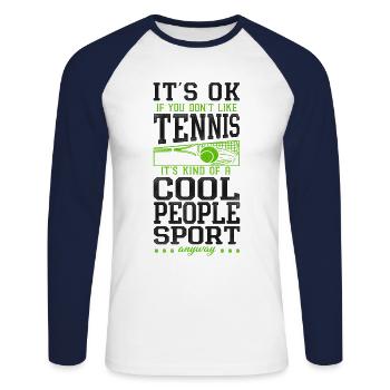 Funny Tennis Player Racket It's Ok - Unisex Baseballshirt langarm - Weiß/Navy - Vorne - Nik (191cm)