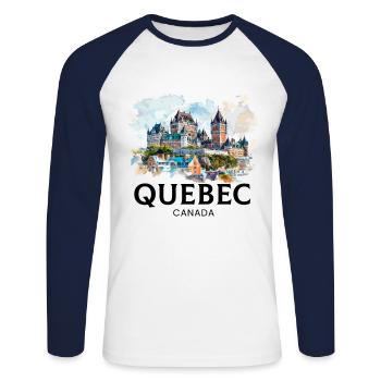 Quebec Canada Montreal, quebec flag - Unisex Baseballshirt langarm - Weiß/Navy - Vorne - Nik (191cm)