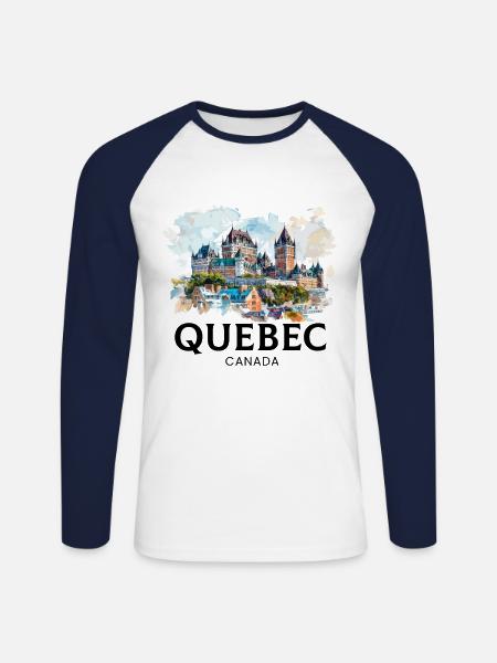 Quebec Canada Montreal, quebec flag - Unisex Baseballshirt langarm - Weiß/Navy