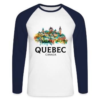 Quebec Canada Montreal, quebec flag - Unisex Baseballshirt langarm - Weiß/Navy - Vorne - Nik (191cm)