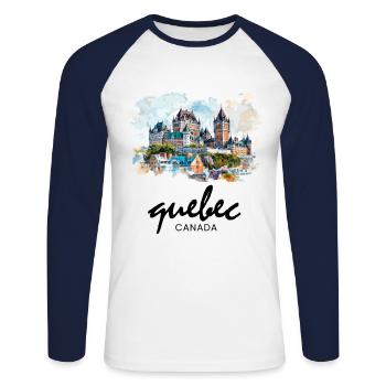 Quebec Canada Montreal, quebec flag - Unisex Baseballshirt langarm - Weiß/Navy - Vorne - Nik (191cm)