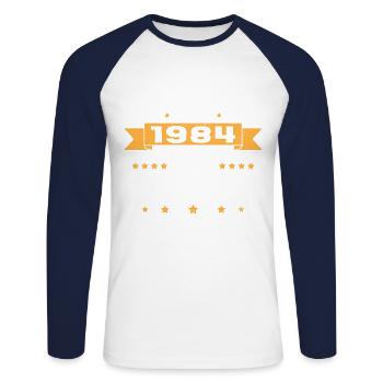 40 Jahre 1984 Vinatge Geburtstagsgeschenk - Unisex Baseballshirt langarm - Weiß/Navy - Vorne - Nik (191cm)