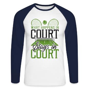 Drôle de joueur de tennis Raquette Tennis - T-shirt baseball manches longues Homme - blanc/marine - Devant - Nik (191cm)