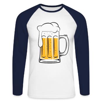 Bier Bierglas Kostüm Bierzelt Biergarten Bierkrug - Unisex Baseballshirt langarm - Weiß/Navy - Vorne - Nik (191cm)