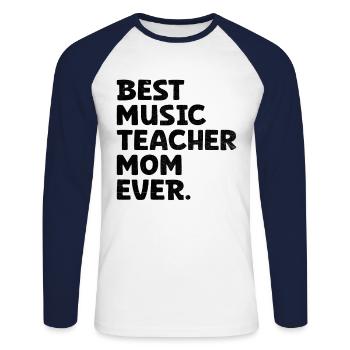 Meilleur professeur de musique maman de tous les temps Musicien Class Teachin - T-shirt baseball manches longues Homme - blanc/marine - Devant - Nik (191cm)