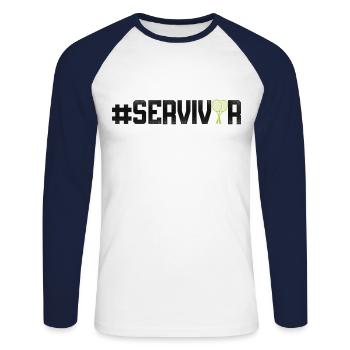 Funny Tennis Player Racket - Unisex Baseballshirt langarm - Weiß/Navy - Vorne - Nik (191cm)