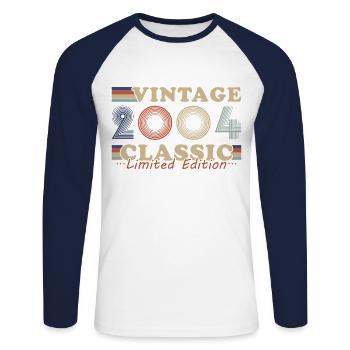 2004 Vintage Retro Geburtstagsgeschenk - Unisex Baseballshirt langarm - Weiß/Navy - Vorne - Nik (191cm)