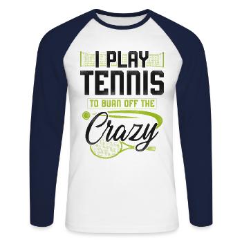 Funny Tennis Player Racket I Play - Unisex Long Sleeve Baseball T-Shirt - white/navy - Front - Nik (191cm)