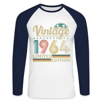 1964 Vintage Retro Geburtstagsgeschenk - Unisex Baseballshirt langarm - Weiß/Navy - Vorne - Nik (191cm)
