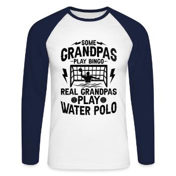 Some Grandpas Play Bingo Real Grandpas Play Water - Unisex Long Sleeve Baseball T-Shirt - white/navy - Front - Nik (191cm)