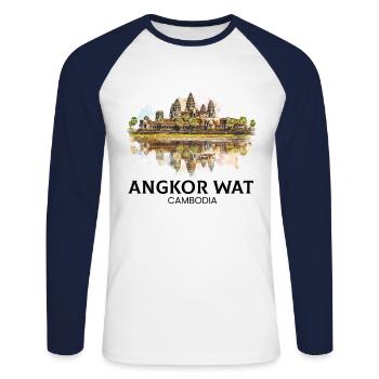 Angkor Wat cambodian, khmer cambodian - Unisex Baseballshirt langarm - Weiß/Navy - Vorne - Nik (191cm)