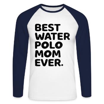 Beste Wasserball-Mutter aller Zeiten Aquatic Polo Spielerin Mothe - Unisex Baseballshirt langarm - Weiß/Navy - Vorne - Nik (191cm)