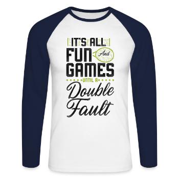 Funny Tennis Player Racket It's - Unisex Baseballshirt langarm - Weiß/Navy - Vorne - Nik (191cm)