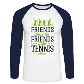Funny Tennis Player Racket Friends - Unisex Long Sleeve Baseball T-Shirt - white/navy - Front - Nik (191cm)