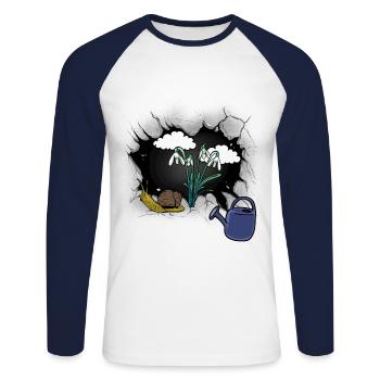 Snail Snails Garden Nature Spring - Unisex Long Sleeve Baseball T-Shirt - white/navy - Front - Nik (191cm)