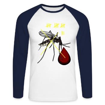 Moustiques chasse moustiques insectes suceurs de sang sang - T-shirt baseball manches longues Homme - blanc/marine - Devant - Nik (191cm)
