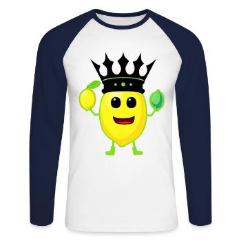 Citrons Citrons Fruits du Rois - T-shirt baseball manches longues Homme - blanc/marine - Devant - Nik (191cm)