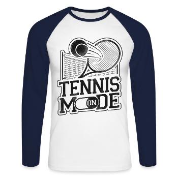 Funny Tennis Player Racket Tennis - Unisex Baseballshirt langarm - Weiß/Navy - Vorne - Nik (191cm)