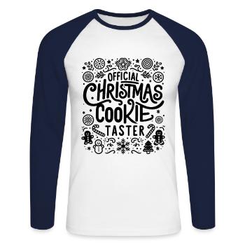 Offizieller Weihnachtsplätzchen-Taster Backen Gebäck Auflaufen - Unisex Baseballshirt langarm - Weiß/Navy - Vorne - Nik (191cm)