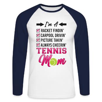 Funny Tennis Player Racket Mom I'm - Unisex Baseballshirt langarm - Weiß/Navy - Vorne - Nik (191cm)