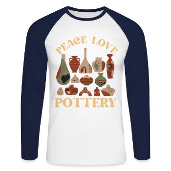 Pottery Ceramics Artist Girl Peace - Unisex Long Sleeve Baseball T-Shirt - white/navy - Front - Nik (191cm)