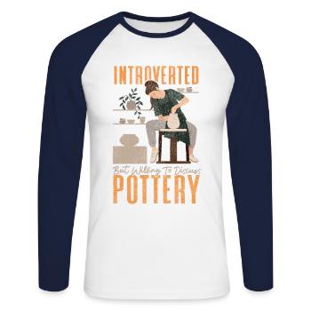 Pottery Ceramics Artist - Unisex Long Sleeve Baseball T-Shirt - white/navy - Front - Nik (191cm)