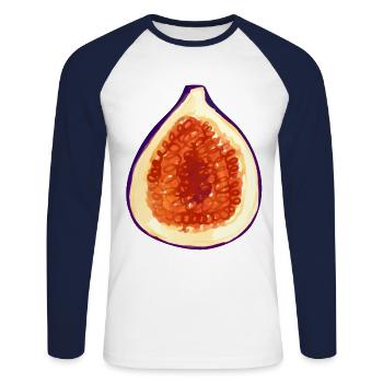 Feigen Kostüm Karneval Fasching Outfit Obst Feige - Unisex Baseballshirt langarm - Weiß/Navy - Vorne - Nik (191cm)