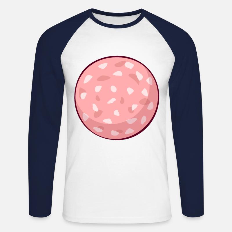 Fleischwurst Kostüm Fleischer Fleisch Wurst - Unisex Baseballshirt langarm - Weiß/Navy