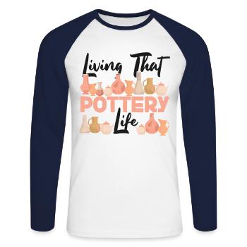 Pottery Ceramics Artist Living - Unisex Long Sleeve Baseball T-Shirt - white/navy - Front - Nik (191cm)