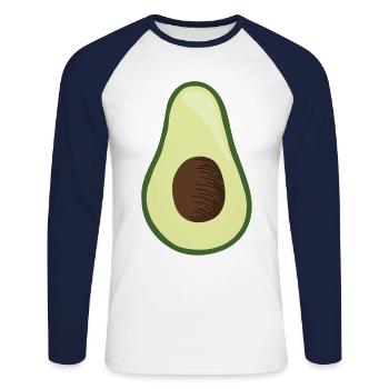 Avocado Kostüm Faschingskostüm Fasching Avocados - Unisex Baseballshirt langarm - Weiß/Navy - Vorne - Nik (191cm)