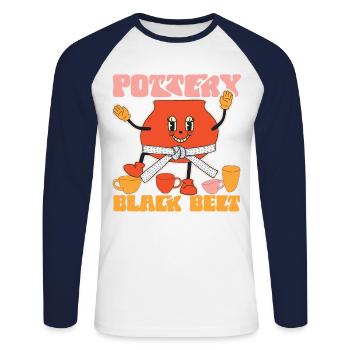 Pottery Ceramics Artist Pottery - Unisex Long Sleeve Baseball T-Shirt - white/navy - Front - Nik (191cm)